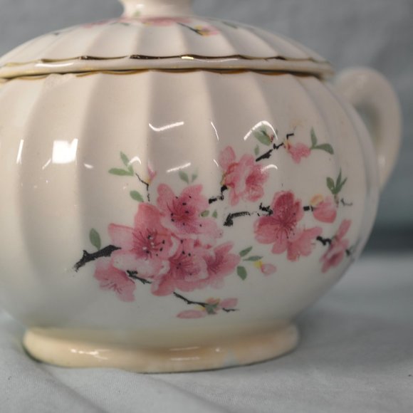 vintage W.S. George Bolero peach blossom 123A 16 oz sugar bowl with lid (214w) - Picture 6 of 14